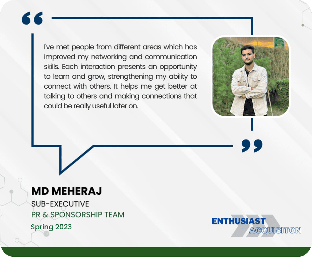 MD MEHERAJ SUB-EXECUTIVE PR & SPONSORSHIP TEAM Spring 2023