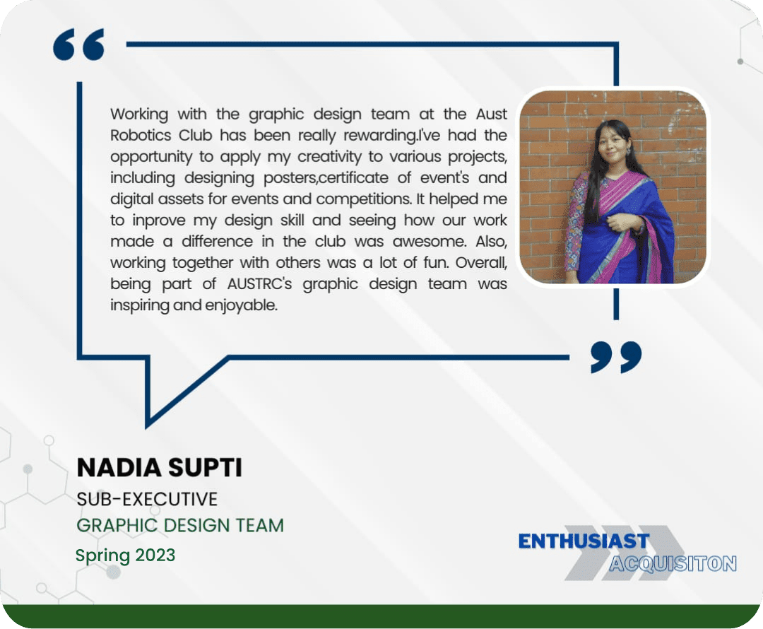 Nadia Supti SUB-EXECUTIVE Graphics Design TEAM Spring 2023